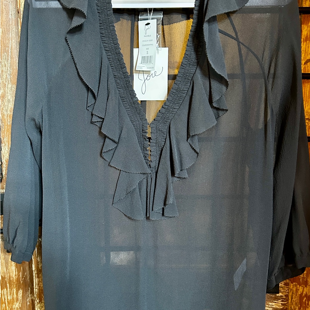 Joie Sheer Ruffled Blouse.